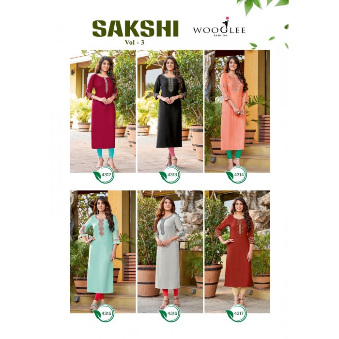 Wooglee Sakshi Vol 3 Rayon Weaving Strip Kurtis
